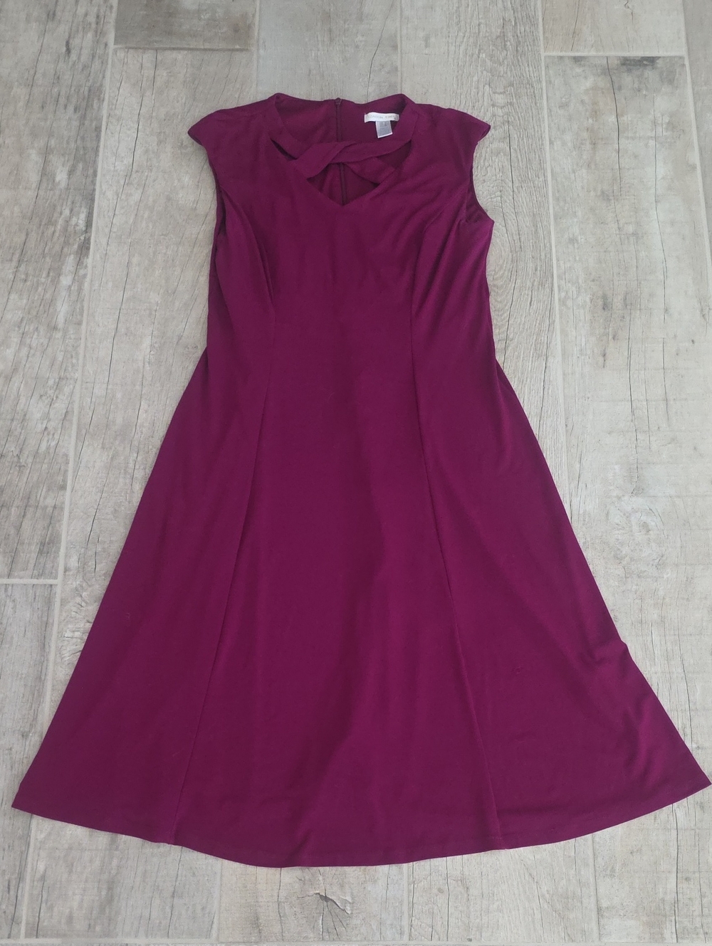London Times Sleeveless Midi Fit & Flare Dress in Berry Plum
